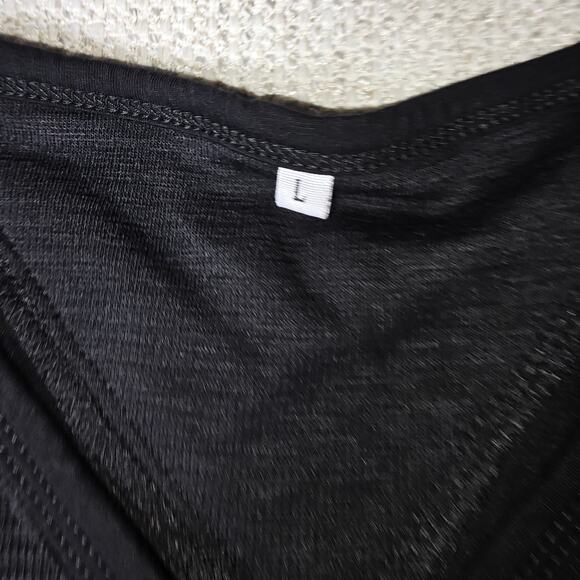 Womens Black Textured Raw Hem 3 Button Rounded Hem Shirt Top Size Large - Picture 7 of 10